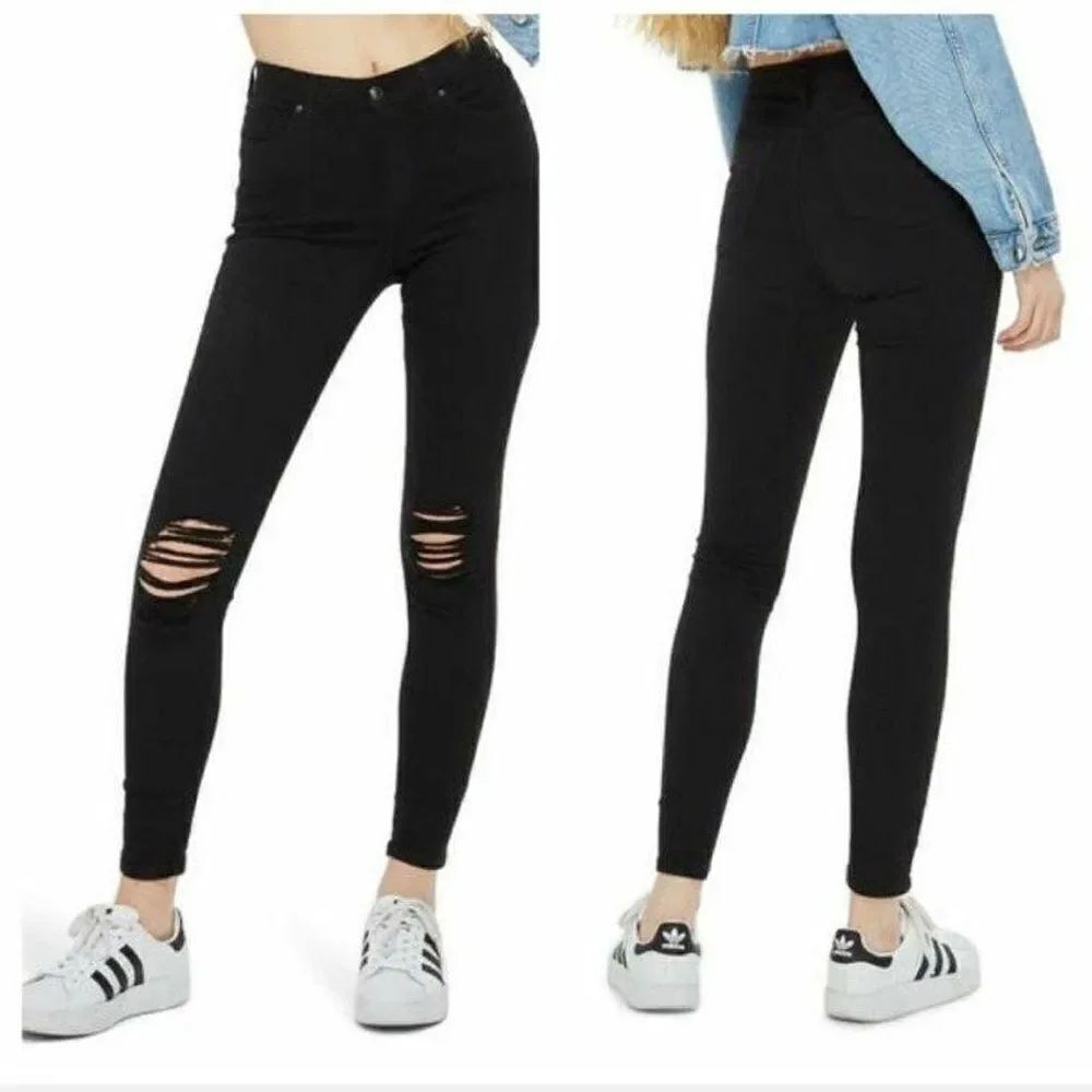 Topshop Moto Rip Knee Jamie Skinny Jeans size 30x25 in Black
